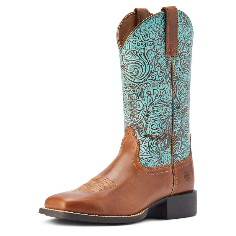 Botas Vaqueras Ariat Round Up Wide Square Toe Marrones/Azules Mujer - Chile 397-HZKMFP